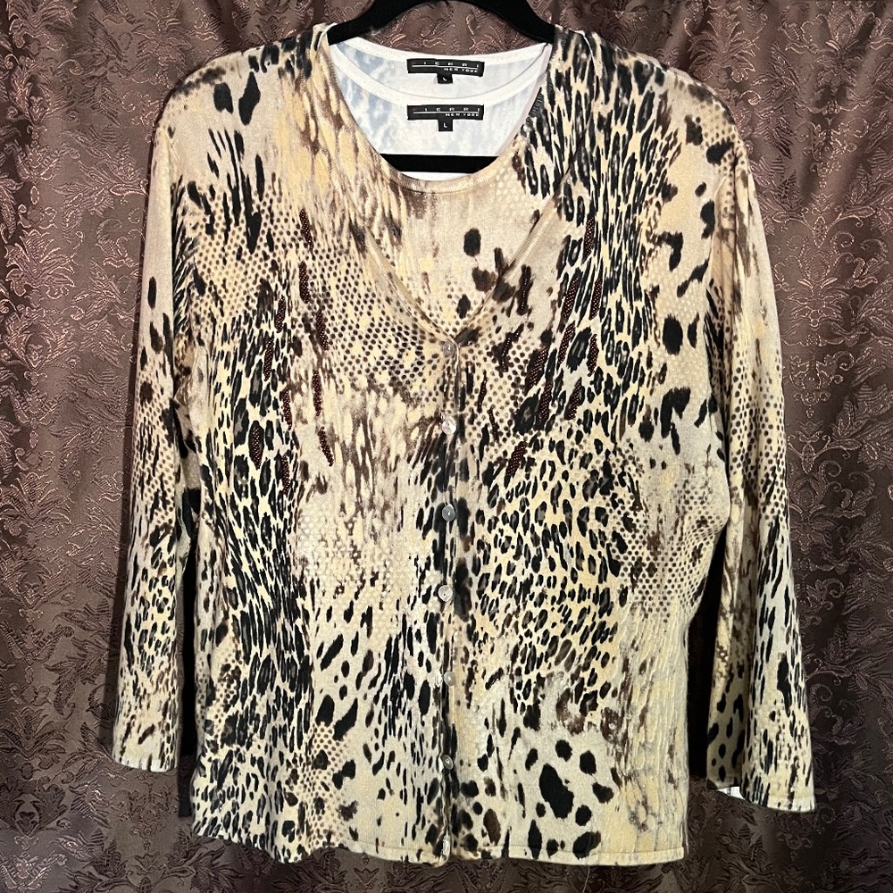 Pierri New York Twinset, Light Weight Sweater Cardi With Shell Like New Size "L"